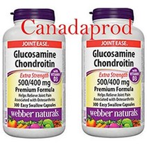 미국직구 Weber Naturals 글루코사민 콘드로이틴 500mg/400mg 비타민 D3 300캡슐 X 2병, 수량, 상세참조