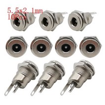 알루미늄 프로파일 10Pcs DC 커넥터 5.5x2.1mm 3.5x1.3mm 전원 플러그 수 암 잭 소켓 너트 패널 마운트 어댑터 5.52.1, Type D 10Pcs
