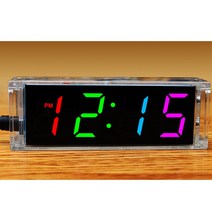 LED전광판 다채로운 디지털 전자 시계 만들기 DIY 키트 LED 시간 주 온도 날짜 표시 투명 케이스 커버, [01] color