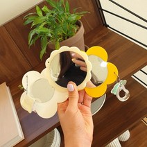 레이스거울 미니 손거울 키링 꽃거울 감성 인스타 거울 휴대용 아크릴거울 제작 인쇄가능, 단정아이보리, 아이보리, 오렌지