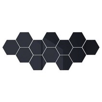 붙이는거울 아크릴 거실 욕실 육각 거울 벽 스티커 이동식 아트 홈 장식 12Pcs, 검은색, 엘 126x110x63mm
