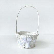 M pp리본 손잡이바구니 화이트 l 미니 떡 사탕 바스켓