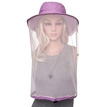 Anti-Mosquito Head Net Sun Hat Outdoor UPF 50+ Bucket Fishing Hat with Mesh Purple null, One Size