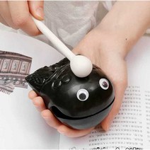 귀여운 물고기 목탁 스트레스 해소 명상 선물 장난감, 흑목어 2인치 + 3인치 옥 펜던트 세트