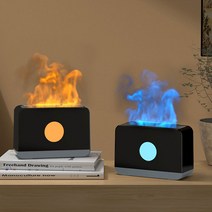 불멍 화로대 초음파 가습기 미니 화로 무드등 조명 오로라 벽난로 장작 난로 무소음 실내용, R99463B(블랙