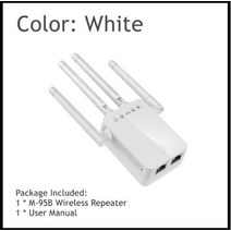 M-95B 무선 라우터 리피터 와이파이 300M 신호 증폭기 익스텐더 4 안테나 홈, 01 WHITE_02 US  plug