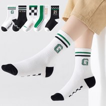 남아용 제이셀 쫀쫀 고급 바둑판 골지 양말 5켤레 세트 C05