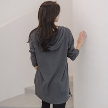 유니스 빈티지 루즈핏 면 슬라브 롱 후드티 롱티 레이어드 데일리룩 (원단 조직감 최고)