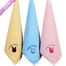 오름바름 어린이집 타올 네임 고리 수건 토끼자수40g 30x31cm, 옐로우