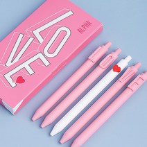 카코 KACO 알파 소프트 젤펜 볼펜 다꾸펜 러브 하트, 핑크LOVE 5P(블랙)