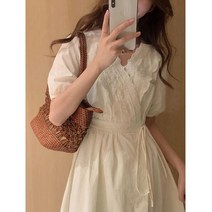 키작녀 원피스 키작은 여자 여름 흰색 허리 여성 여름 디자인 스커트 남자
