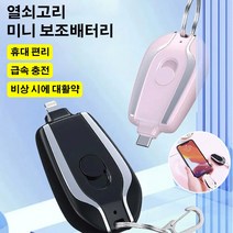 열쇠고리 미니 보조배터리 1500mAh, 블랙 Lightning