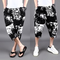 JUNSTYLE 남성용 뱀부 린넨 마 7부 반바지 빅사이즈 배기바지 XL-5XL