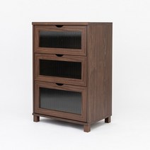 사토스토리지퍼니처 트래비 3단 글라스 수납장 (월넛), 오크