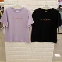 [에꼴리에] **50% 세일** *2가지 색상* 21년 여름신상품! 인기많은 주니어 여아용 심플 단정한 스타일의 시원하고 편안하며 코디하기 쉬운 4부 소매 푸드 심볼 크롭 반팔티