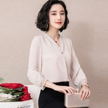 가바바 여성 블라우스 유니크 브로치 포인트 브이넥 오피스룩 블라우스 G27746