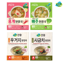 신송 즉석 블럭 된장국 혼합형 파우치형 4종 세트 (5개입X4박스) 총 20인분, 홍게 배추 우거지 시금치 지함(각1곽)
