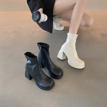 프롬슈 프롬슈 와이드 청키힐 여자 통굽앵클부츠 여성워커 (9288443)