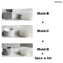 DIY 타원형 양초 항아리 실리콘 금형 시멘트 석고 미니 꽃 냄비 콘크리트 왁스 상자 양초 트레이 사출 금, 05 3pcs mold a lot