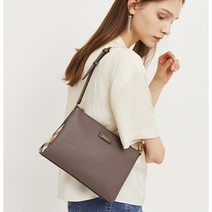 닥스 체크배색 포인트장식 크로스 숄더백 베이지