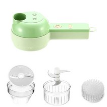 음식물처리기 새로운 4in1 마늘 쵸퍼 휴대용 고기 분쇄기 기계 미니 전기 야채 커터 슬라이서 전기 청소 브러시 ​​주방 도구, 1 세트
