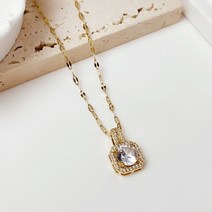 눈꽃 크리스탈 스퀘어 써지컬스틸 큐빅 펜던트 목걸이