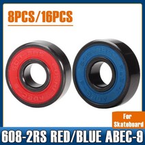 자전거핸들베어링 자전거 브래킷 608 2rs 인라인 롤러 스케이트 휠 베어링 abec-9 녹 방지 스케이트 보드 볼 베어링 608rs 빨간색 밀봉 8227 mm 샤프트, 608rs-red-8pcs
