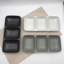 여주 고은 도자기 모음나눔접시 세칸나눔 두칸나눔 쌍초장기 원초장기, 1개, 직세칸나눔접시_그레이