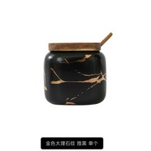 사각 양념통 세트 대용량 조미료 양념 항아리 대리석 세라믹 냄비 주방 용기 액세서리 랙 소금 설탕 후추 통 보관 상자, China+Black-Single