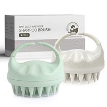 두피관리용 머리마사지기 Sndyi Scalp Massager Shampoo Brush 실리콘 모가있는 두피 스크러버 비듬 제거 용 각질 제거제 모발 성장 마사지기 관리 습식 건식, [03] 그린 & 베이지
