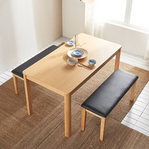 [삼익가구]데일 4인용 원목 식탁세트(벤치2), 내추럴