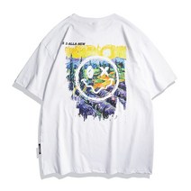 반팔티셔츠남자 VRF 유화그림 웃는얼굴 트렌드 여름옷 OVERSIZE 5부 소매 BF 무드 커플룩티셔츠 2094284809