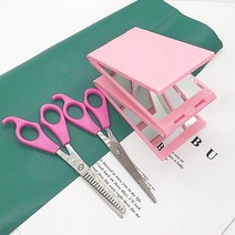 혼자 이발 4 개의 거울은 뒤통수 다각도 확인 가능 휴대용 접이식, 4겹미러핑크+가루이가위+납작한납작가위