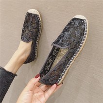 메쉬 에스파듀 스팽글 슬립온 여성 발편한 여름 레이스