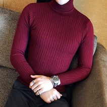 슬림 솔리드 컬러 터틀넥 스웨터 남성 긴 소매 따뜻한 니트 클래식 캐주얼 보터밍 셔츠