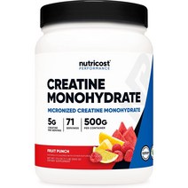 Nutricost 뉴트리코스트 크레아틴 일수화물 파우더 Micronized 후르츠펀치맛 71서빙 500g 1팩