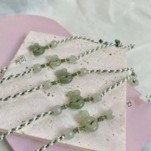 파린 와 전옥 토끼 평안 단추 팔찌 여수공 뜨개질 손줄 숲계 고풍, 전옥토끼와 무사히 팔찌[조절 가능]