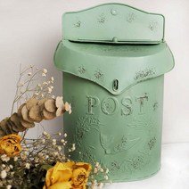 포스트박스 다세대우편함 겅의함 주택우편함 레트로 시골 우편함 농가 금속 우편 편지 상자 정원, Green