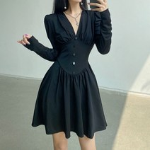 10월 하객룩 코디 결혼식 드레스 여성 봄 가을 프렌치 코트 블랙 의상
