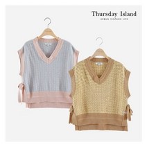 써스데이아일랜드 Thursday Island 자카드 언발란스 리본 베스트T218MVT243W1184