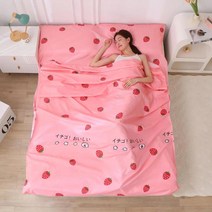 머미형 캠핑 침낭 장비 와이드 컴포트 가을 백패킹 차박 동계 매트 겨울 사계절 초경량 방수, 80x220cm, 딸기 【더러운 침낭】 수납용 가방 배달