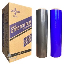 [유니스몰] 오공 검정색 청색 스트레치필름 공업용랩 4롤 1박스 20mic x 500mm x 400m, 검정 20mic x 500mm x 400m 4롤 1박스