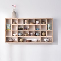 원목 벽걸이 찻장 나무 장식 진열장 엔티크 수납장, 표준제품 (30 그리드)