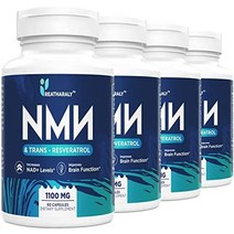 nmn 500mg + 트랜스-레스베라트롤 보충제 1100mg 강력한 항산화제를 위한 nmn 레스베라트롤 보충제 1000mg 안티에이징 보조제 셀 리페어 부스트 에너지 부스트, 240카운트(4개 팩)
