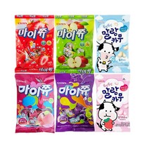 소프트캔디 모음 마이쮸 네가지맛 (92g) + 말랑카우 두가지맛 (79g), 마이쮸 사과 2개 + 말랑카우 딸기 2개 x 1세트