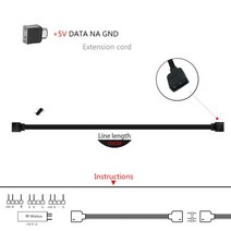 C.M 컴퓨터 VGA 부품 GEFORCE RTX LED 그래픽 카드 DIY 장식 플레이트 명판 라이트 프로그래밍 가능 ARGB, 09 Extension cord 100cm