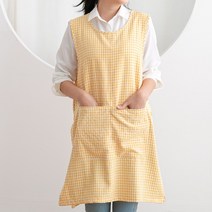 데코에버 러블리 체크 원피스 앞치마 M (55~66), 노랑