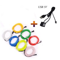 1m 3m 5m 네온 라이트 5V 12V 글로우 EL 와이어 유연한 LED 로프 스트립 바느질 신발 의류 모자 수 놓은 무대 쇼 자동차 장식, [04] USB EL wire, [03] 5m, [04] 보라색