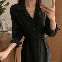 여성 편한 린넨 심플 피크닉 원피스 데일리 루즈핏 셔츠 원피스