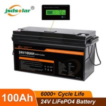 자동차 교체 대용량 Jsdsolar LiFePO4 배터리 팩 100Ah 12V 24V 내장 100A BMS 6000 + 사이클 백업 전원에 적합 가정용 에너지 저장 면세, CHINA_24V 100Ah